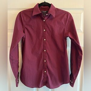 Chaps No-Iron Burgundy Button-Down Shirt Top Size Small
